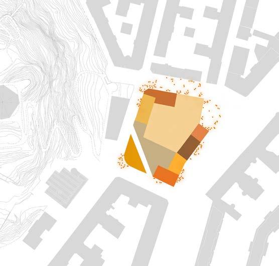 GARANTERAT GÔTT HÄNG I hörnet mot Kastellgatan uppförs en högre byggnad.