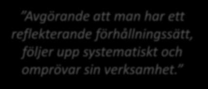 att man har ett reflekterande förhållningssätt, följer upp systematiskt och