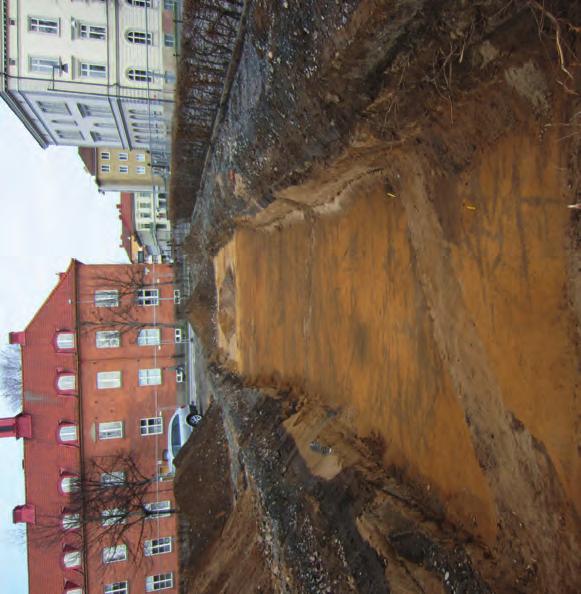 ARKEOLOGISK RAPPORT 2016:26 9 Figur 6. Den största ytan med årderspåren som fanns inom schakt 2. Foto från öster. 0,15 meter djupa.
