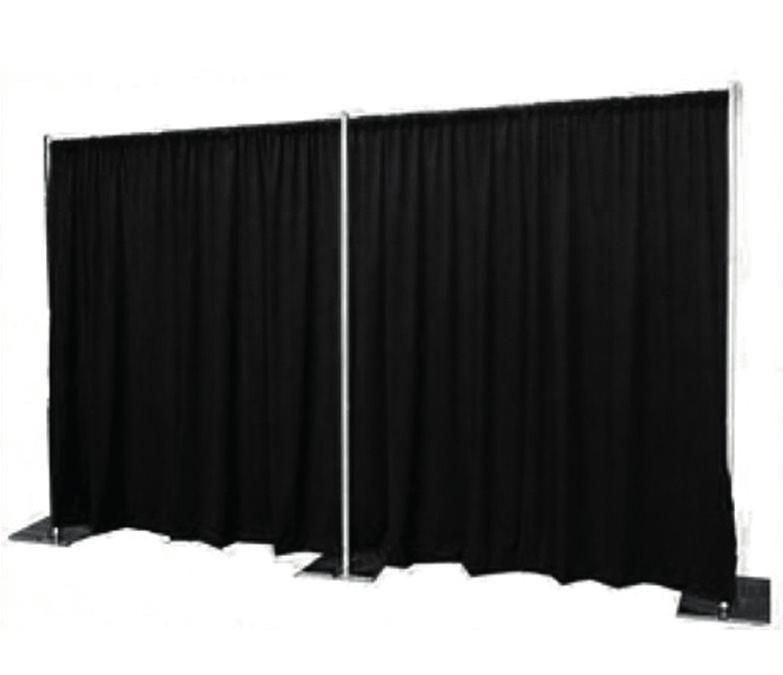 svart molton tyg 3x3m (bxh) Exempel på användning av Easydrape stativ med backdrops.