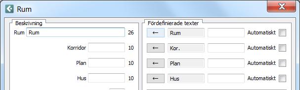 Flytta och använda en fördefinierad text (1) För att flytta och använda en fördefinierad text klickar man på pilen (1) för den fördefinierade texten man önskar använda, texten flyttas då till