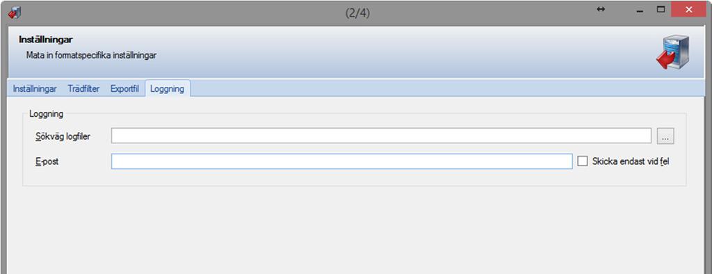 I fliken loggning kan man ange om man vill loggning