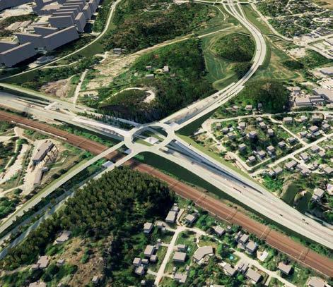 Flemingsbergsskogen Solgård Västra stambanan Väg 226 Vy mot trafikplats Solgård sett från väster.
