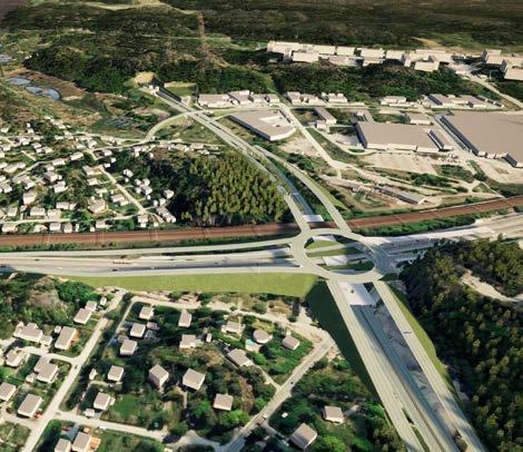 Trafikplats Solgård placeras i Flemingsbergsdalens nordöstra del och blir korsning mellan de regionala vägarna väg 226 och väg 259.