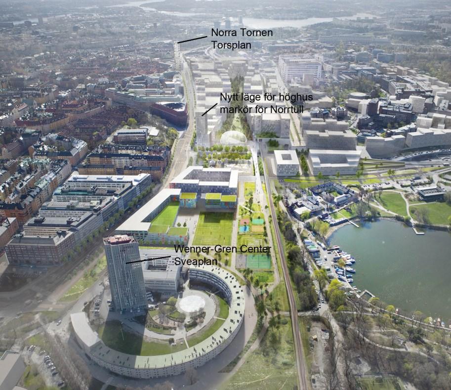 Sida 13 (19) Visionsbild som visar nytt läge för höghus. Kontoret har därför studerat och föreslår ett nytt läge för ett lika högt hus i kv.