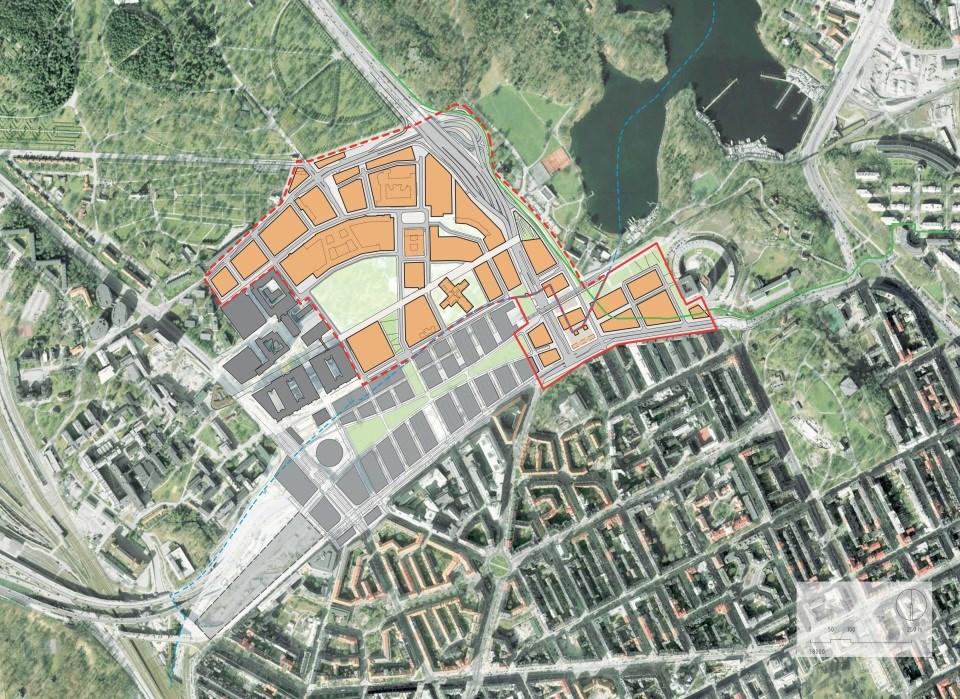 Program för Östra delen av Hagastaden (Norrtull) Tjänsteutlåtande Sida 6 (19) Bilden visar programområden i Solna och Stockholm. Stockholms programområde är markerat med heldragen röd linje.
