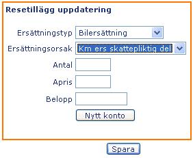 Nu kan du komplettera. Om du ändrar konto på första bilden så ändras kontot för hela resan.