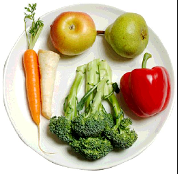 500 (gärna 800) gram grönsaker och frukt per dag,