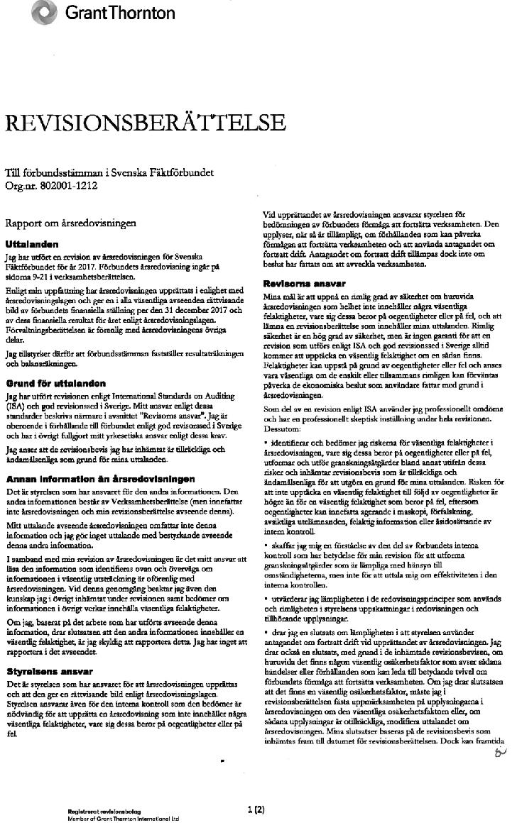 REVISIONSBERÄTTELSE SVENSKA