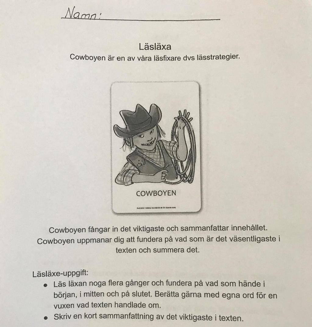 Bilaga E Läsläxa Cowboy Läsläxa