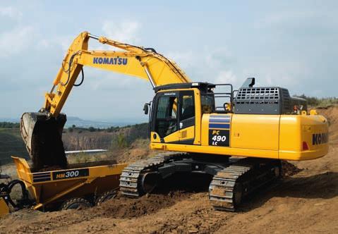 Säkerhet först Optimal arbetsplatssäkerhet Säkerhetsfunktionerna i Komatsu PC490/LC-11 uppfyller alla de senaste