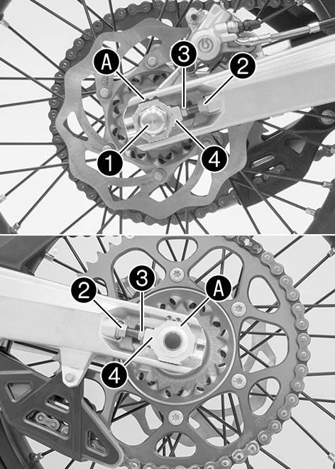 Kedjans spänning 55 58 mm» Om kedjespänningen inte överensstämmer med specifikationen: Ställ in kedjans spänning. ( s 71) M00102-10 Efterarbete Ta bort motorcykeln från mc-lyften. ( s 48) 12.
