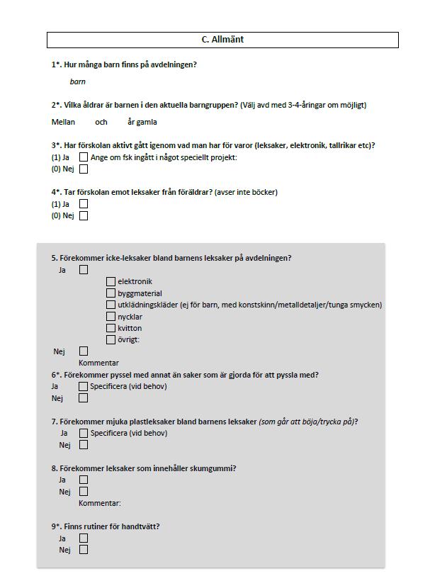 A2: Formulär för inspektion av