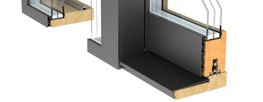 CLEAR-SKJUTPARTI ALUMINIUMBEKLÄDNADENS STILRENA FORMSPRÅK Profin Clear-kollektionens speciella egenskap är den aluminiumbeklädda yttersidan.