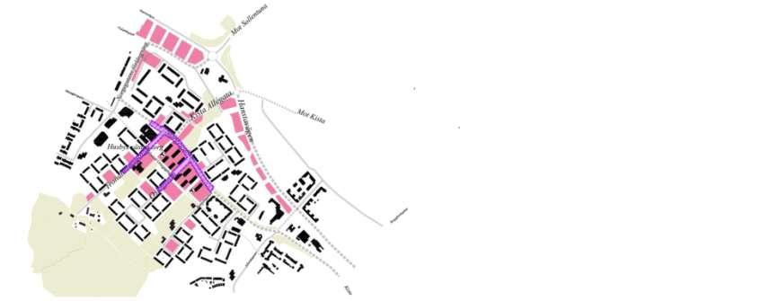 Två alternativ till gatustruktur i centrala Husby Två alternativa gatustrukturer redovisas: Integrerad gatustruktur och Nygammal gatustruktur.