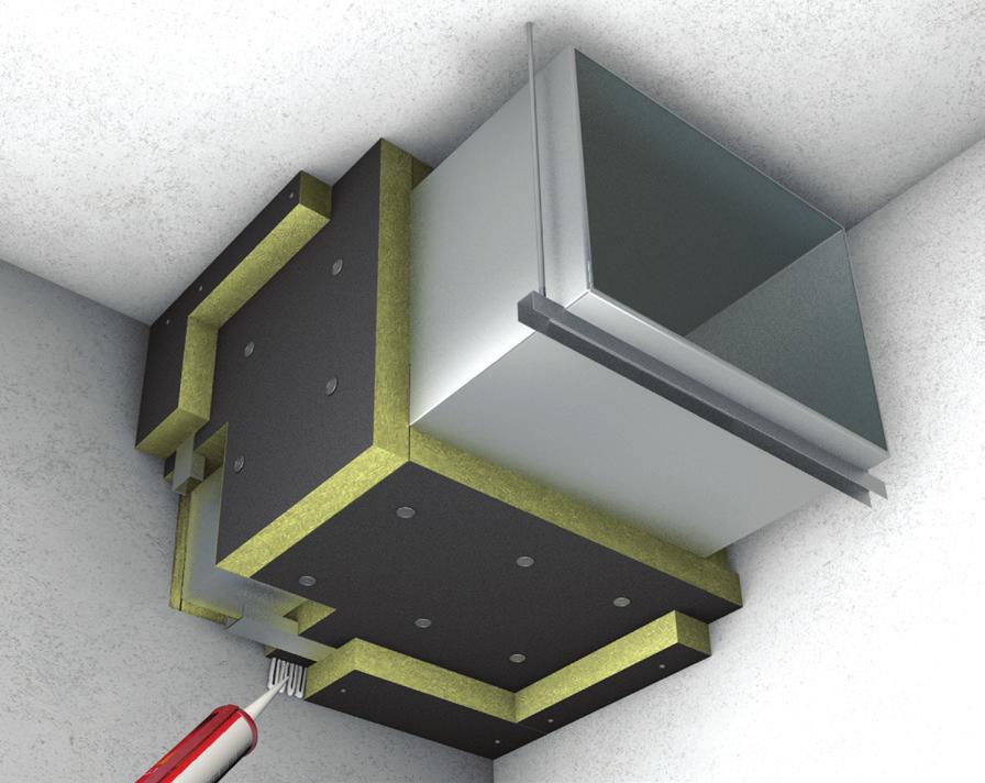 Böjda CONLIT FIRE MAT kanter är fastklämda med plana järnprofiler, 0 x mm. Skruvar i vägg eller bjälklag pr. 00mm. Den viste metode anvendes på både vandrette og lodrette kanaler.