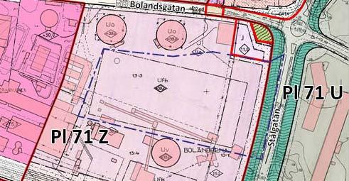 TIDIGARE STÄLLNINGSTAGANDEN, forts Gällande detaljplaner För Boländerna 13:5 gäller Pl 71 Z kvarteret Brännugnen.