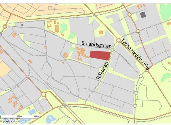 OMRÅDESFÖRUTSÄTTNINGAR Plandata Geografiskt läge Planområdet ligger i Boländerna, sydväst om korsningen Bolandsgatan/ Stålgatan.