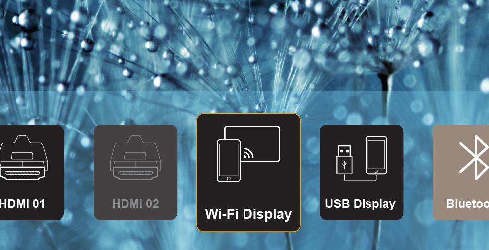 ANVÄNDA PROJEKTORN Trådlös media-streaming Välj Wi-Fi display för att projicera skärmen på din mobila enhet till projektorn genom en Wi-Fi-anslutning. 1.