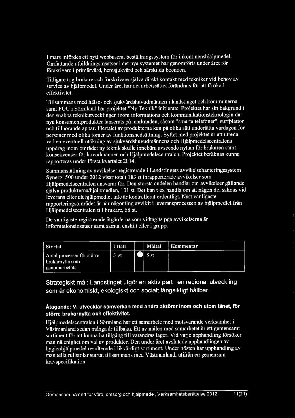 Tidigare tog brukare och förskrivare själva direkt kontakt med tekniker vid behov av service av hjälpmedel. Under året har det arbetssättet förändrats för att is ökad effektivitet.