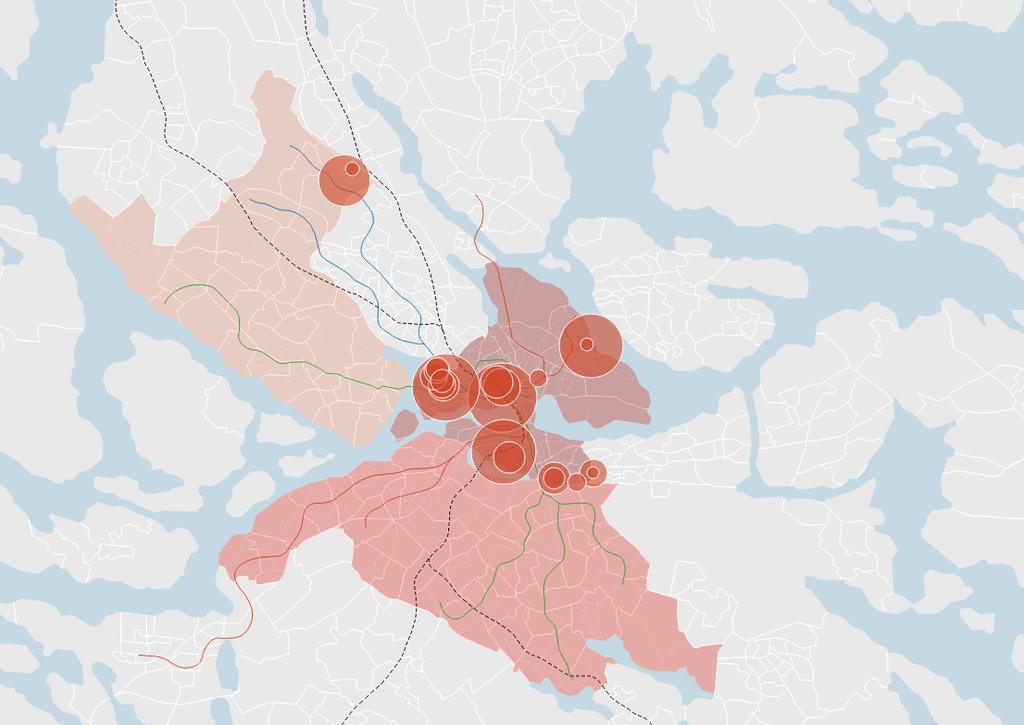 Små volymer nya kontor under de senaste tio åren i Stockholms stad. I Västerort är det endast i Kista som det har byggts kontor Byggande av nya kontor i Stockholms stad under de senaste tio åren.