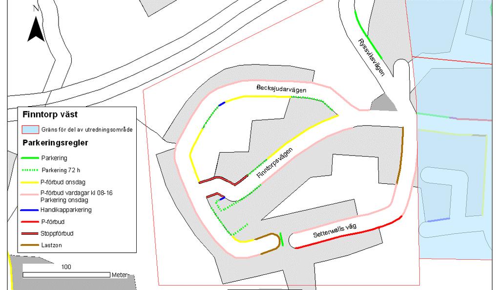Uppdragsnr: 10065277 13 (32) Finntorp väst Lokala trafikföreskrifter Parkeringsräkning Finntorp V Dagtid Kvällstid Antal Kapacitet Beläggning Antal Kapacitet Beläggning Becksjudarvägen Kantsten 18 32