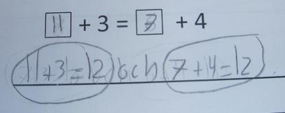 Svarsalternativ Det blir Summan av alla tal Lika på båda sidor 5 + 3= 8 + 4(*) 5 + 3 = 12 + 4 11 + 3 = 7 + 4 4 + 3 = 7 + 4 3 + 3 = 6 + 4 3 + 3 = 10 + 4 3 + 3 = 6 + 4 = 10 2 + 3 = 1 + 4 3 + 3 = 2 +