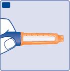 Om du tar fel sorts insulin, kan din blodsockernivå bli för hög eller för låg. A Ta av pennans huv.