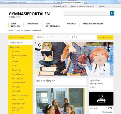 Baldergymnasiets hemsida www.baldergymnasiet.