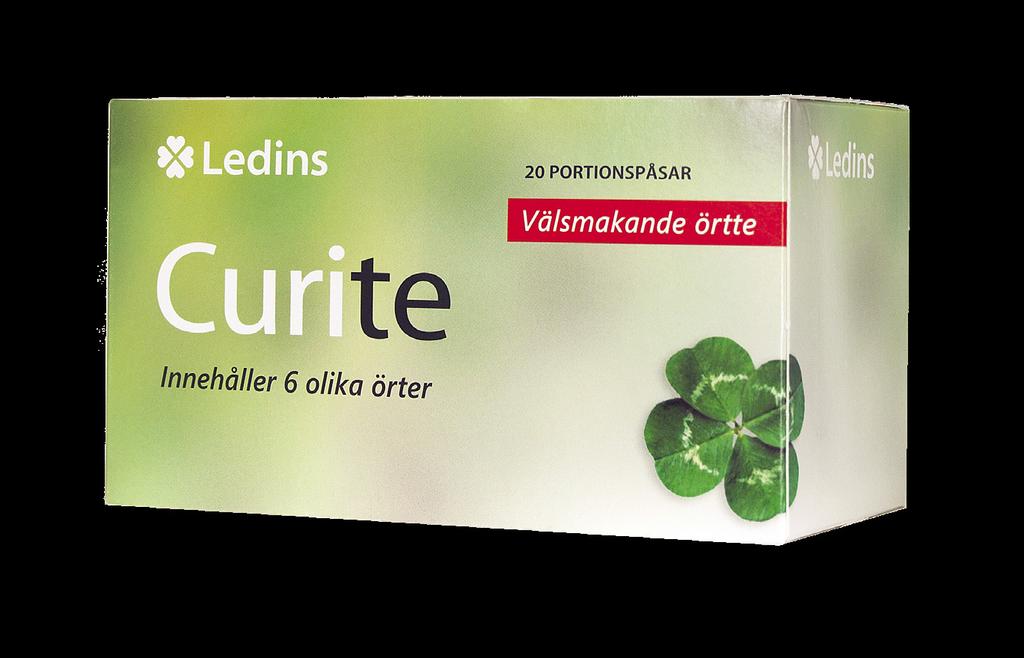 19 Renande Curite Genomsköljande te Art. nr: 35602 Ledins Curite är ett välgörande och hälsosamt örtte. Curite innehåller 6 örter som kompletterar varandra och verkar genomsköljande och utrensande.