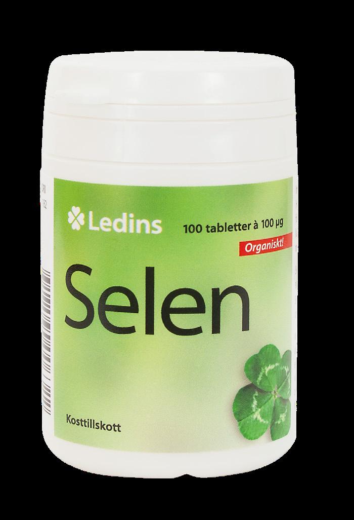 26 Selen Skyddar cellerna Art. nr: 20632 Selen är ett grundämne som förekommer naturligt i våra jordar. Ledins Selen innehåller organisk selenjäst.