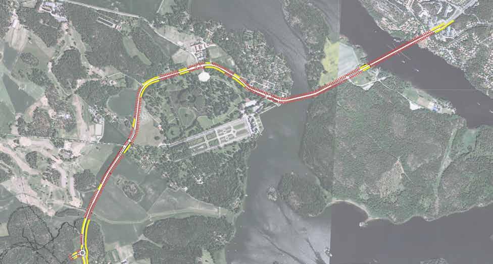 Undvik att placera skyltar framför Hemmet. Skyltar undviks på bro. Skyltar placeras samlat efter bro. Skyltar placeras i anslutning till vegetation.