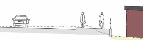 Malmen Utmed Malmen ligger gång- och cykelvägen dikt an körbanan, åtskiljda av kantsten. I den västra delen av Malmen innebär detta att gång- och cykelvägen flyttas upp för att ligga intill vägen.