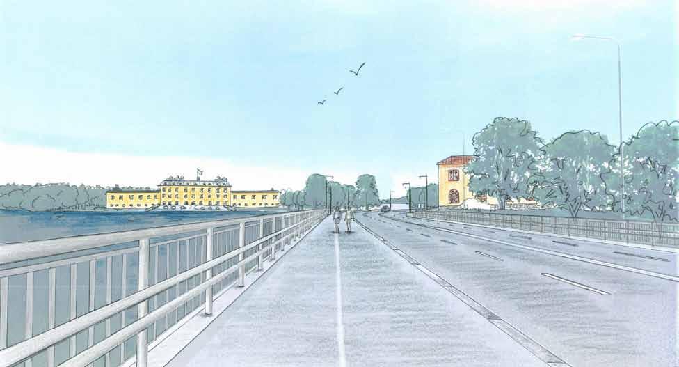 Vy mot slottet från Drottningholmsbron.