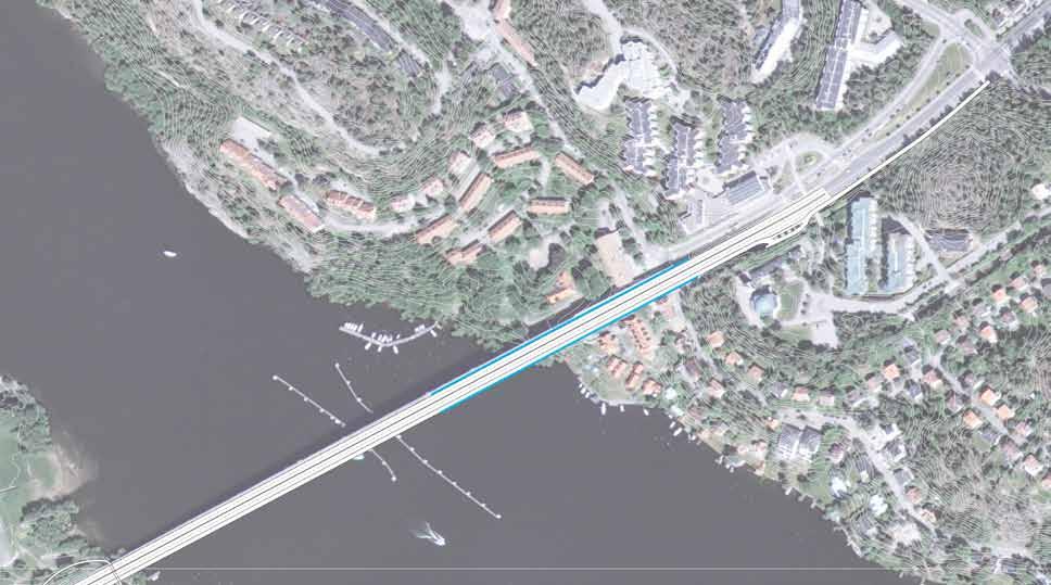 5.4.7 Bullerskydd Norr om Drottningholmsbrons landfäste på Kärsön krävs ett buller- och brandskydd mot en bostad.