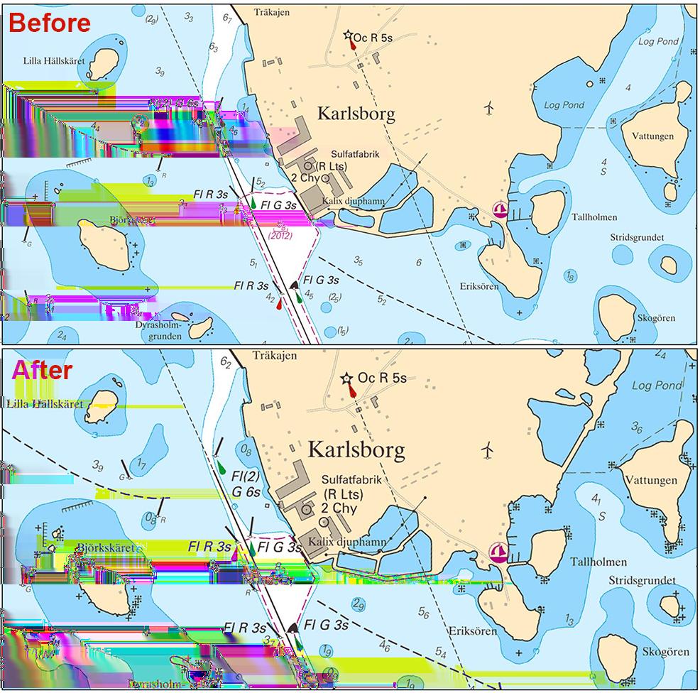 2016-04-21 4 Nr 595 OBS! Under de år som "Sjökortslyftet" genomförs kommer det någonstans längs kusten att finnas en gräns mellan den gamla och nya referensnivån.