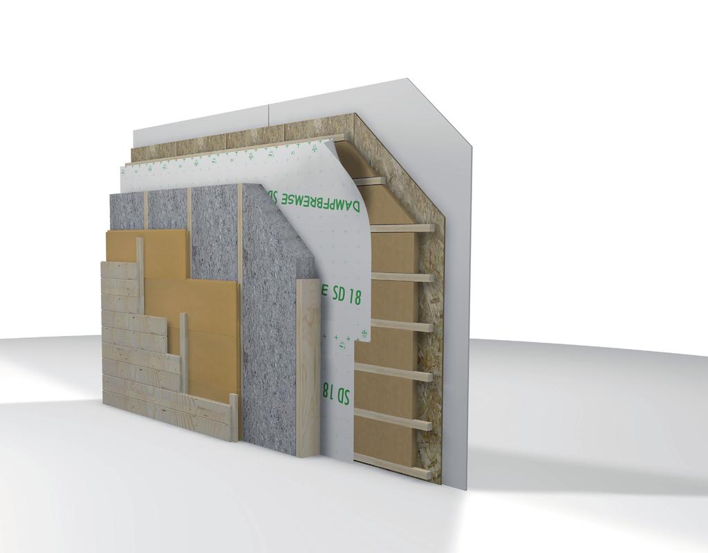 Konstruktion 5 Woodycell SD40 45 Installationsskikt 0,038 E 1 0,220 E Woodycell SD40