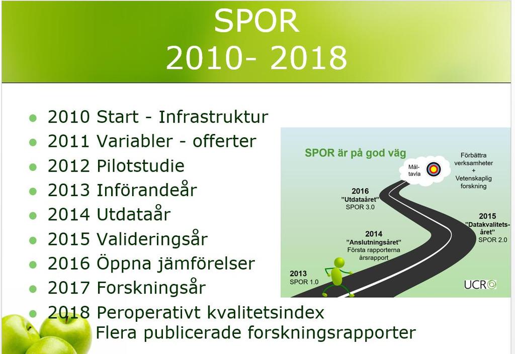 Flera diagram och tabeller i denna rapport innehåller data från kalenderåren 2015, 2016 och 2017, för att läsaren skall få en uppfattning av trender och SPOR:s utveckling över åren.