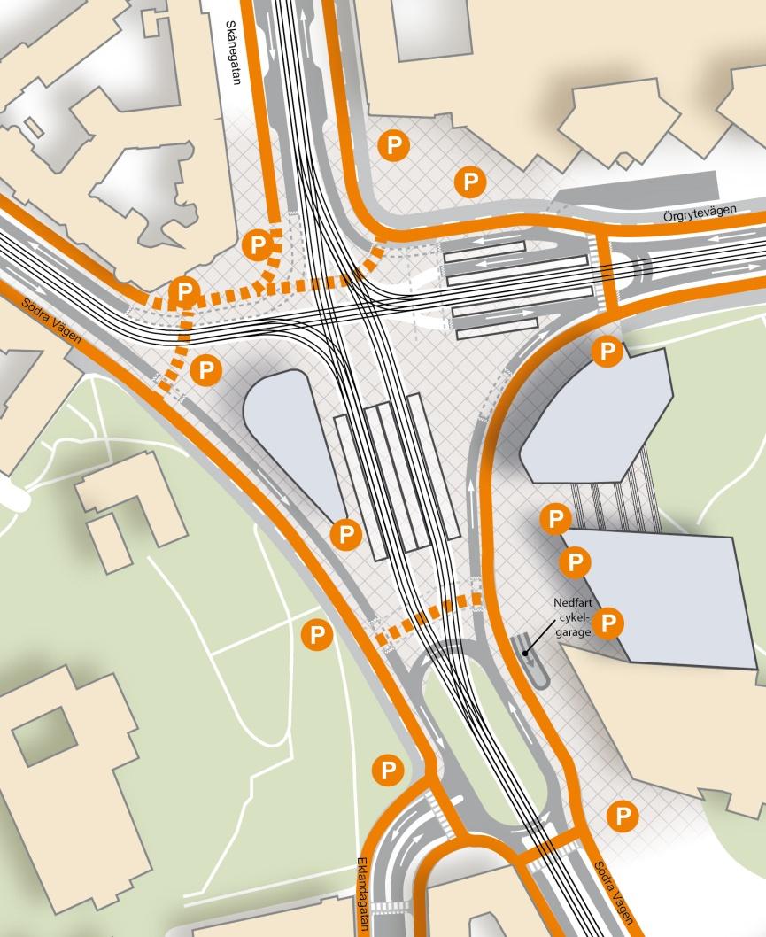 Cykelparkering På Korsvägen behöver det finnas en stor mängd cykelparkeringar.