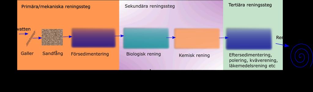 Uppbyggnad I vattnet från våra hushåll och industrier som ska tas omhand av de kommunala reningsverken finns en mängd olika saker; fekalier och urin samt papper såklart, men även rengöringsmedel,