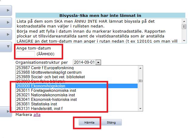 Bilaga 2 6 Snabbguide (administratör) - Ta ut rapporter om bisysslor ur Primula webb 1. Logga in i Primula webb, välj Tjänster och sen Rapportgenerator i menyn. 2. Välj sedan den rapport du vill ta ut, i rullmenyn till höger på sidan.