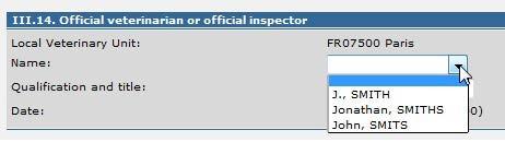 Officiell veterinär eller officiell inspektör Avser intygets unika referensnummer som automatiskt tilldelas i Traces när den officiella handlingen för handel lämnas in.