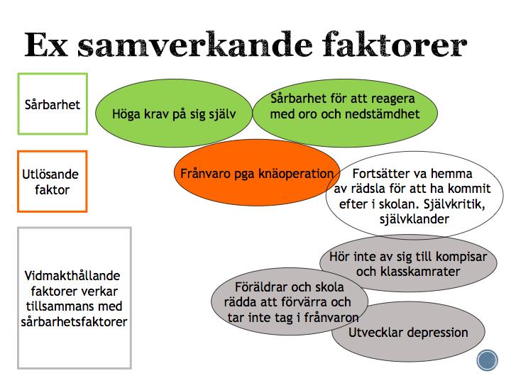 Ex på ömsesidig påverkan Äldre elever lockar med på skolk ADHD Bristande stöd, anpassning Dålig elev