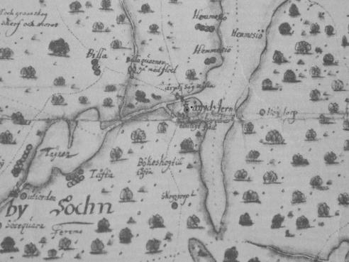 På Hans Ruuths karta över Konga härad från 1663 kan vi se Åryd och Årydsjön. (Tyvärr gör en vikning kartan något otydlig just vid Åryd.