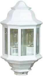 Stomme av gjuten aluminium med frostat glas. Max 60W, E27 alt. PL-lampa 2x9W G23.