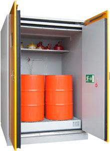 avtappning Invändig nödupplåsning Uppsamlingsvolym 220 eller 1000 liter Dörröppning 1310 mm PE-insats finns som