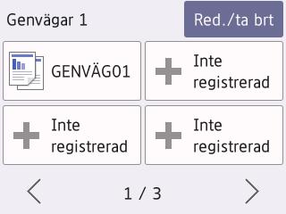 Det finns tre genvägsskärmar. Du kan skapa fyra genvägar på var och en av dessa skärmar. Om du vill visa de andra skärmarna för genvägar trycker du på d eller c. 4.