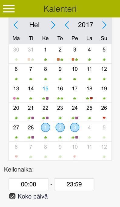 För en tillfällig anteckning väljer du de dagar i kalendern där du vill göra anteckningen. För en permanent anteckning väljer du ett startdatum och ett slutdatum.