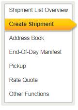 Klicka på Create Shipment för att skapa en sändning. 2. Välj avsändare i adressboken eller fyll i fälten.