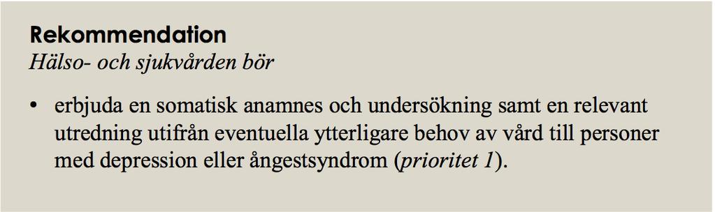 Utredning och omhändertagande vid depression eller ångestsyndrom - Undersökning av